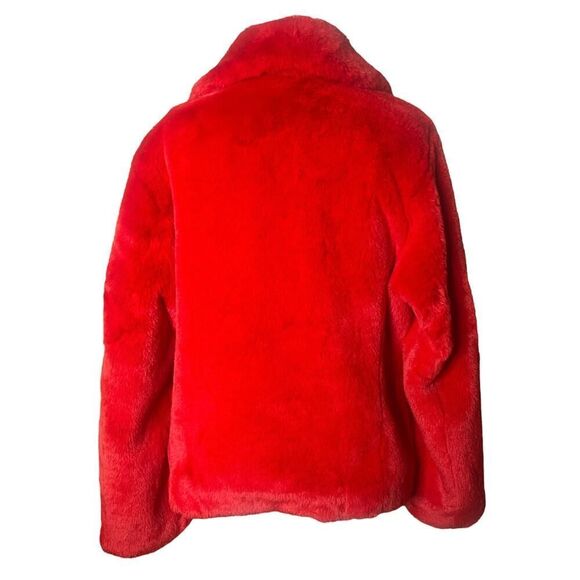 Zadig & Voltaire Jacket M/L Red Freeze Color Faux Fur Coat Medium Large - Picture 4 of 9